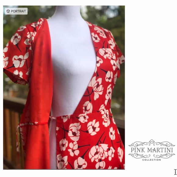 Sweet Attitude Red Floral Wrap Dress XS - Picture 4 of 6